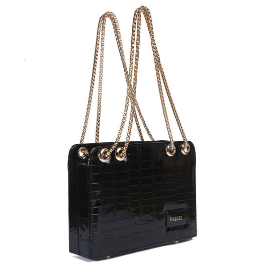 Black Double Chain Boxy Bag